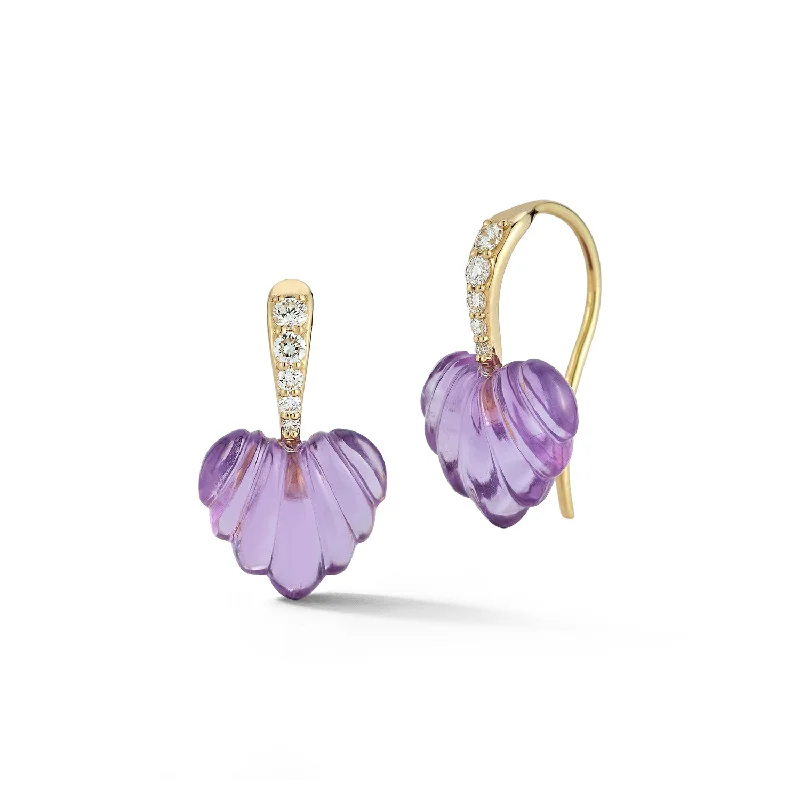 women's small hoop earrings -Amethyst Dew Drops