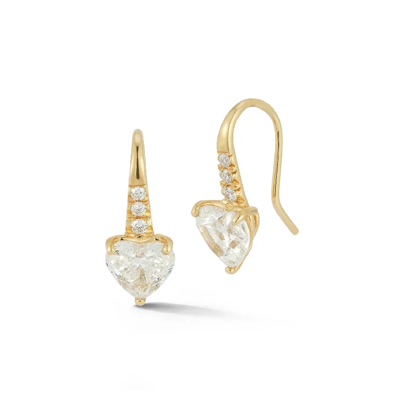 women's ombre earrings -Dew Drops - Heart Diamond