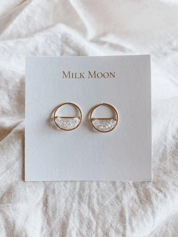 trendy rose gold earrings for women -Herkimer Eclipse Studs