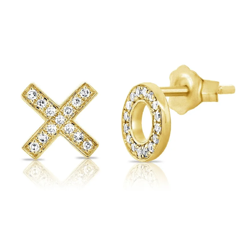 women's cubic earrings -Joelle Diamond XO Stud Earring 14K Gold