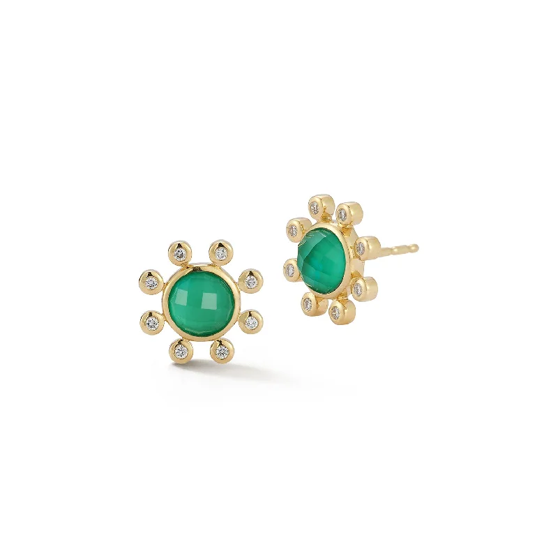 ladies' peacock earrings -Little Dipper Studs - Green Jade