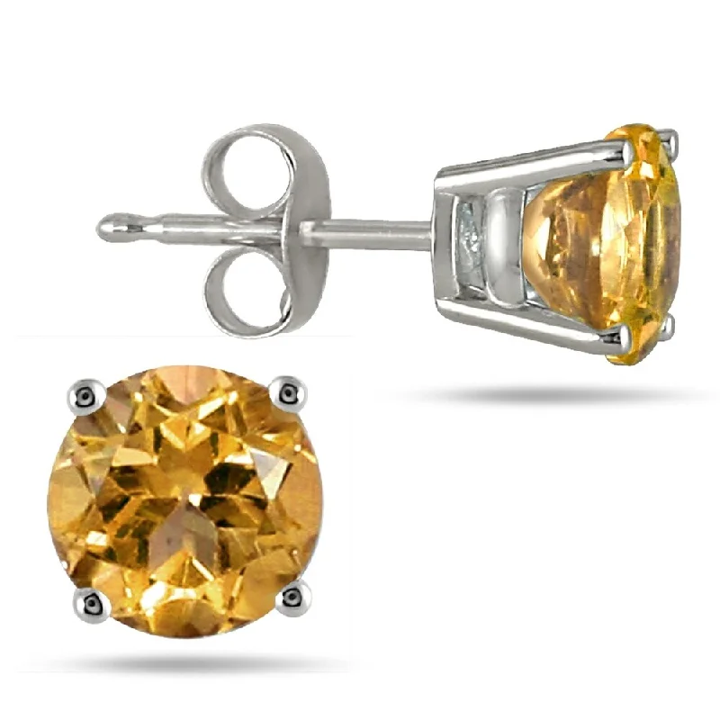 women's starry earrings -Marquee 5MM All Natural Round Citrine Stud Earrings in .925 Sterling Silver