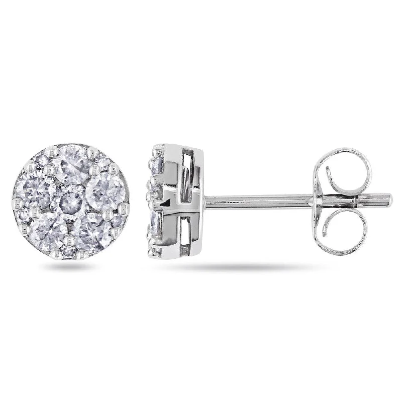 women's shell earrings -Miadora 10k White Gold 1/2ct TDW Diamond Stud Earrings