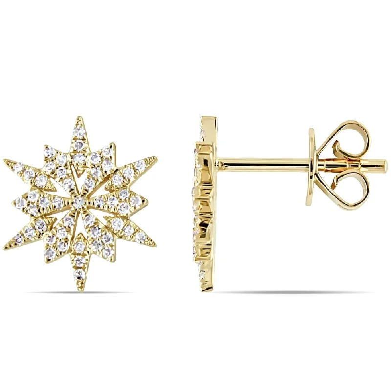 women's ear threaders -Miadora 14k Yellow Gold 1/6ct TDW Diamond Star Stud Earrings