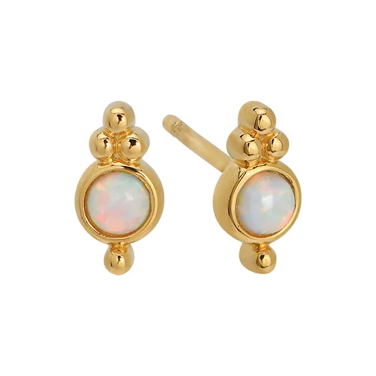 women's starry earrings -Ophelia Opal Stud Earrings in Gold