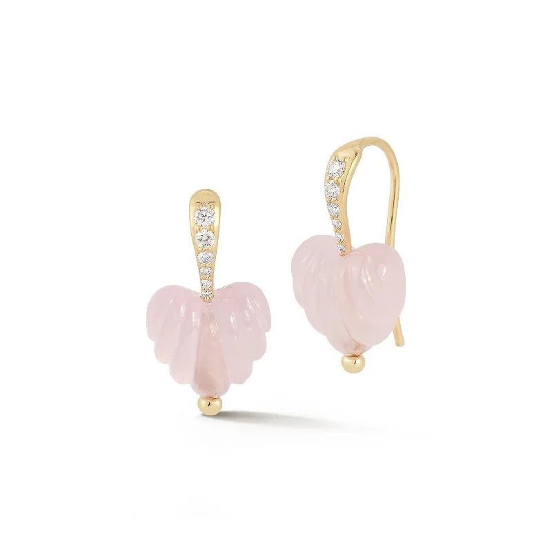 women's cubic zirconia earrings -Rose Quartz Dew Drops