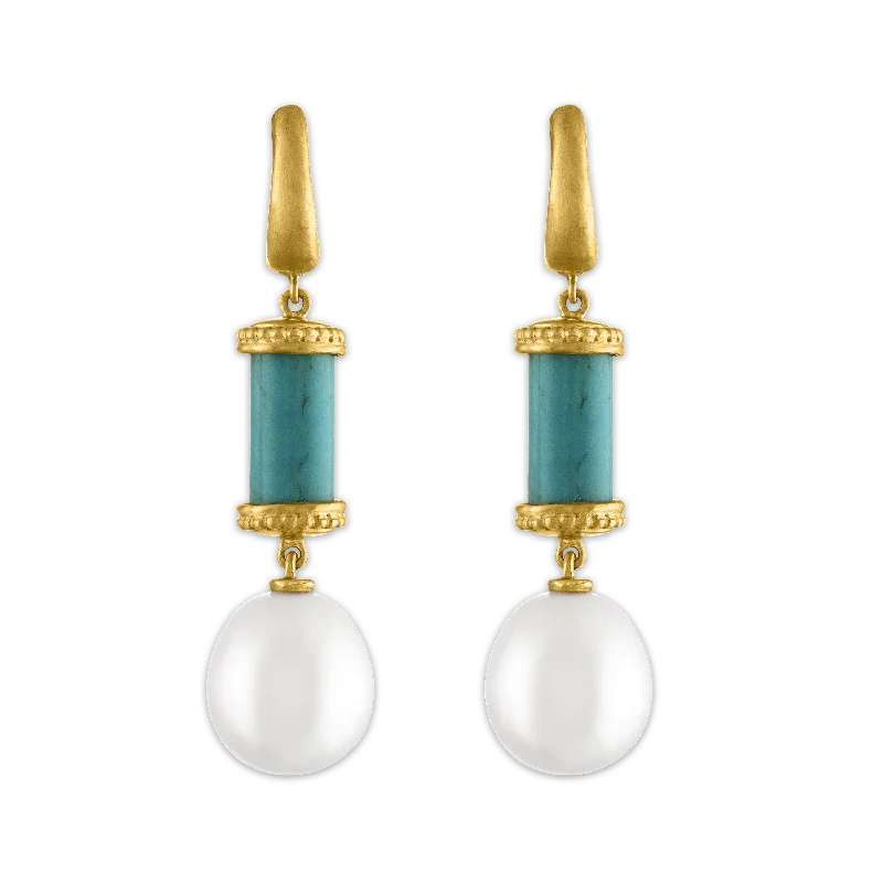 women's angel earrings -Short Laurel Tropaion Turquoise Earrings