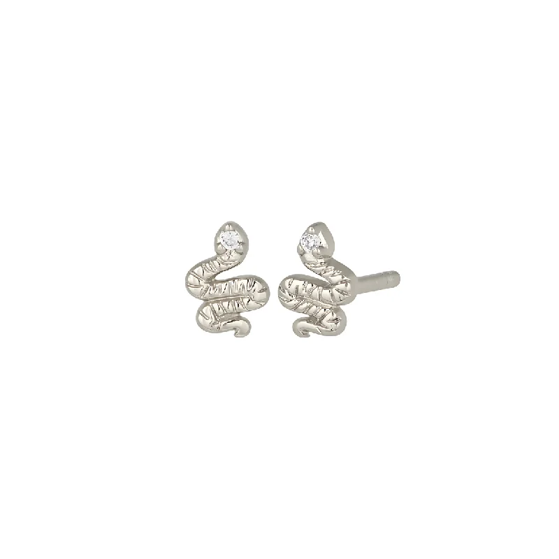 women's minimalist gold earrings -Snake Stud Earrings in Silver