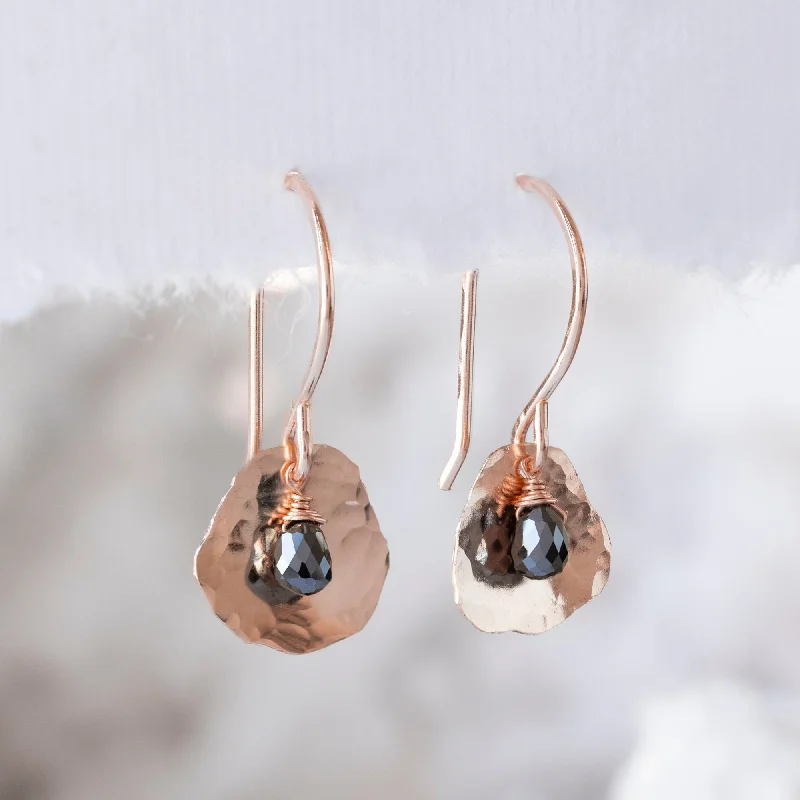 women's chandelier earrings -The Black Diamond Petal Earrings | Rose Gold Filled