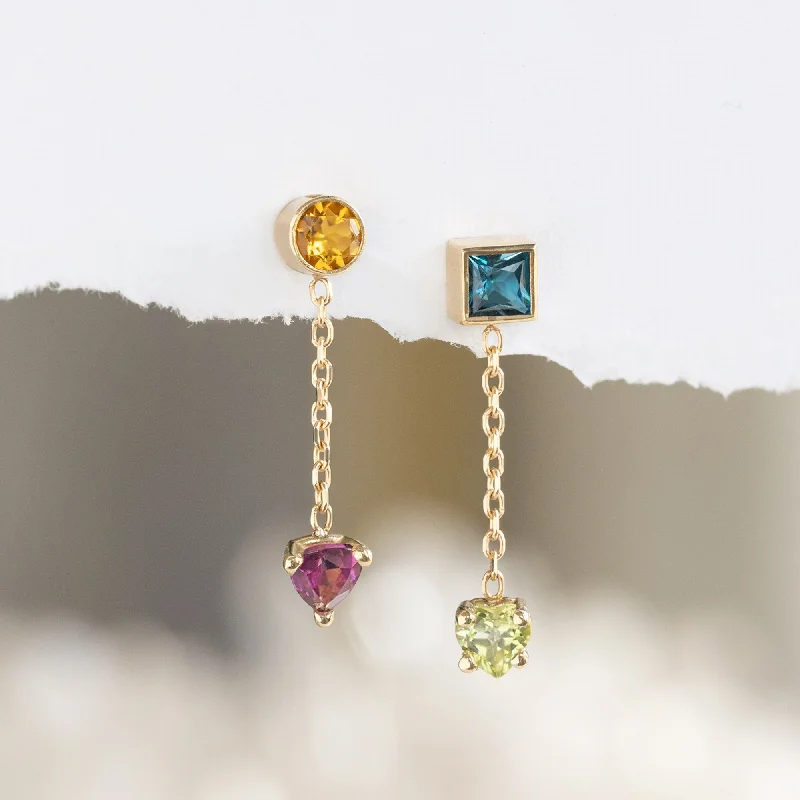 trendy chain earrings for women -The Candy Gemstone Earrings | 10K Yellow Gold