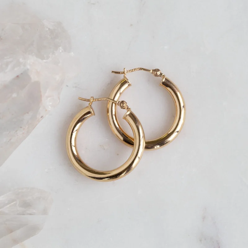 women's geometric earrings -The Chunky Gold Hoop Earrings | 14K Yellow Gold