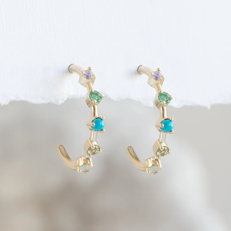 women's bar earrings -The Custom Multi-Birthstone Hoops | 5 Stones