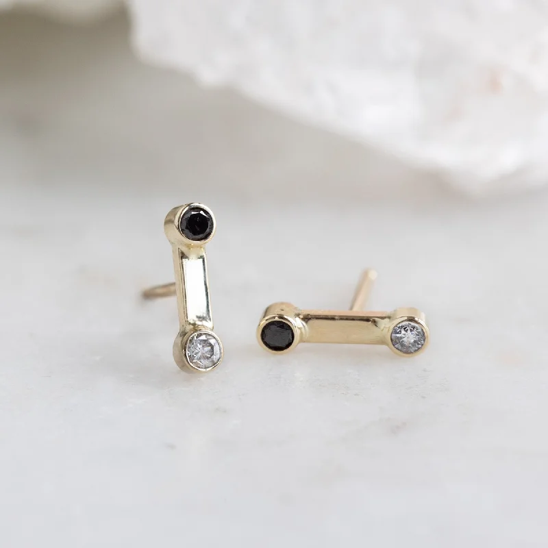 women's hoop earrings -The Duality Diamond Stud Earrings | 14K Yellow Gold