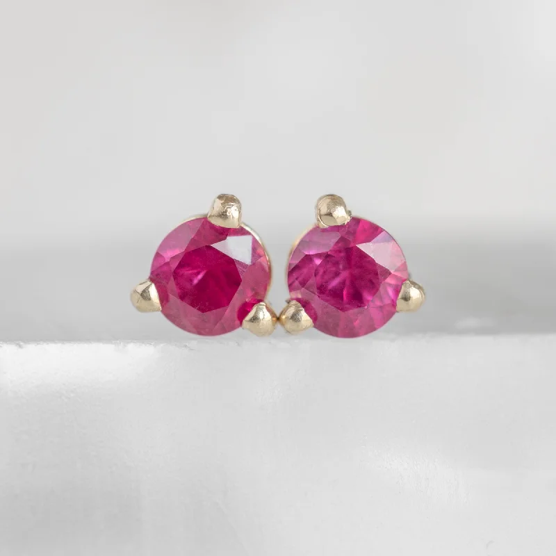 women's cubic zirconia earrings -The Ruby Stud Earrings | 14K Yellow Gold