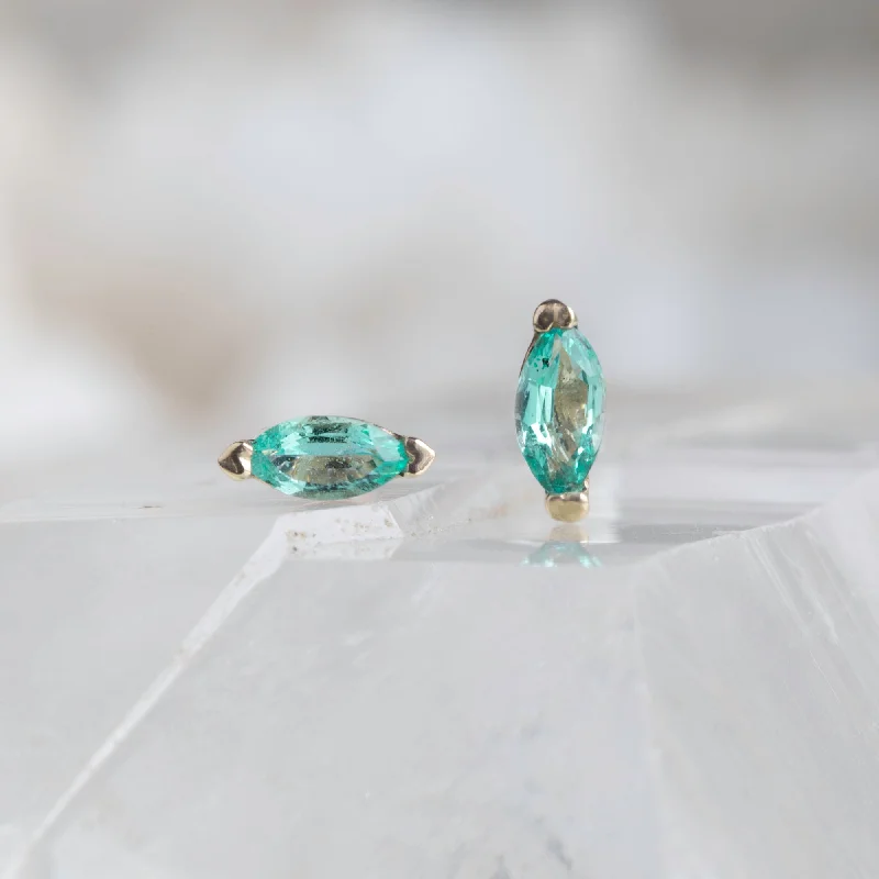 stylish minimalist earrings for women -The Teensy Emerald Stud Earrings | 14K Yellow Gold