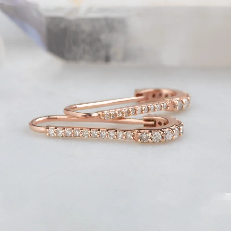 stylish stud earrings for women -The White Diamond Pavé Pin Earrings | 14K Rose Gold