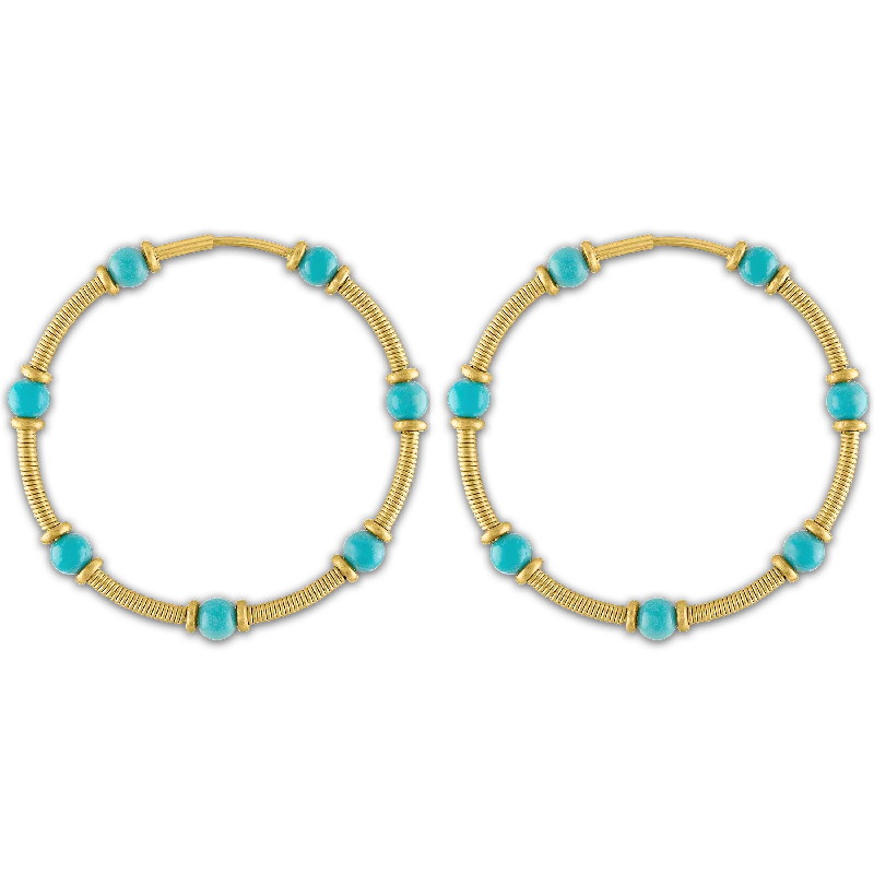 women's rose gold earrings -Turquoise Zeno Hoop Earrings