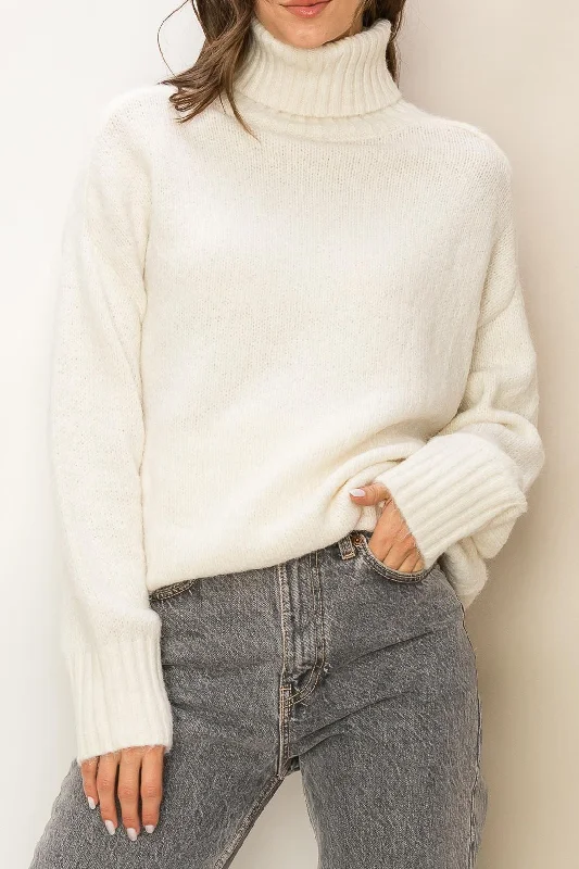 women's oversized tops -Casual Turtleneck Sweater