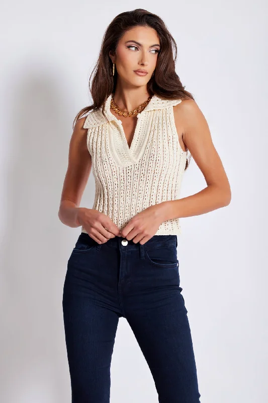 women's off-shoulder tops -Charlotte Crochet Polo