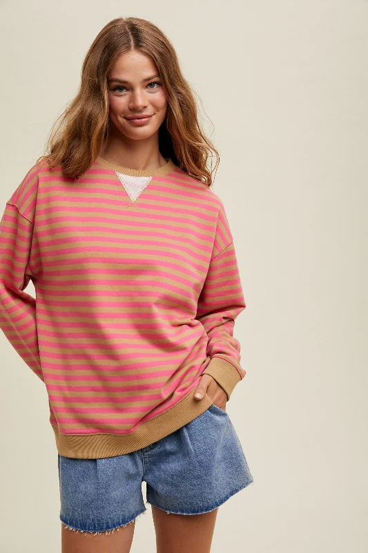 women's modern blouses -Ivy Striped Crewneck