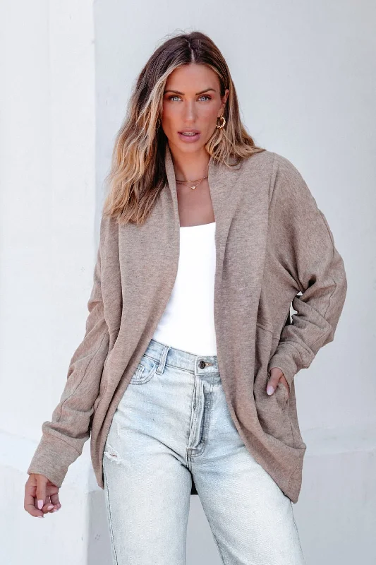 women's sleeveless tops -Make It Yours Taupe Brushed Cardigan