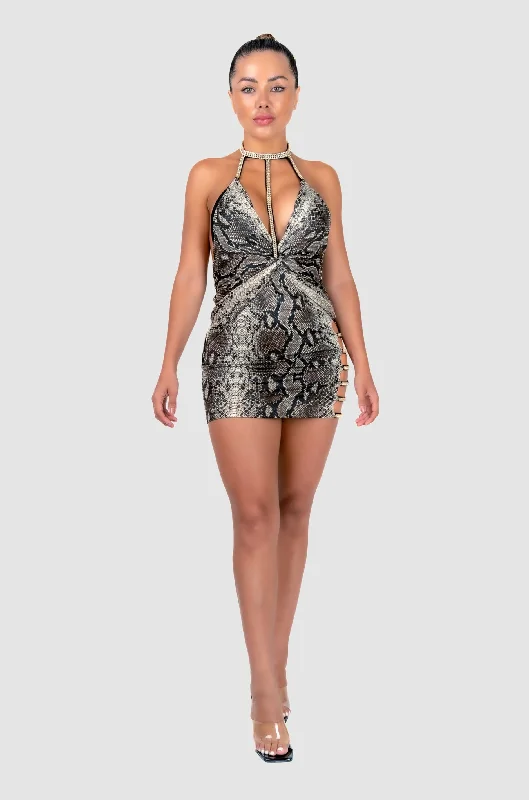 women's denim dresses -Alejandra Grey Python Dress