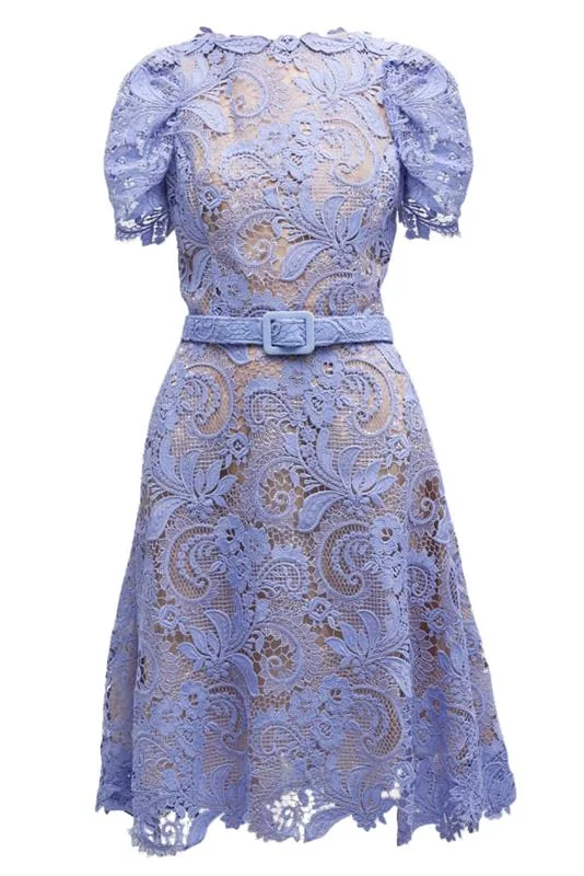 women's puff sleeve dresses -Corded Scroll Dress