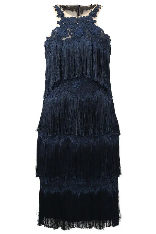 women's satin dresses -Fringe Cocktail Dress