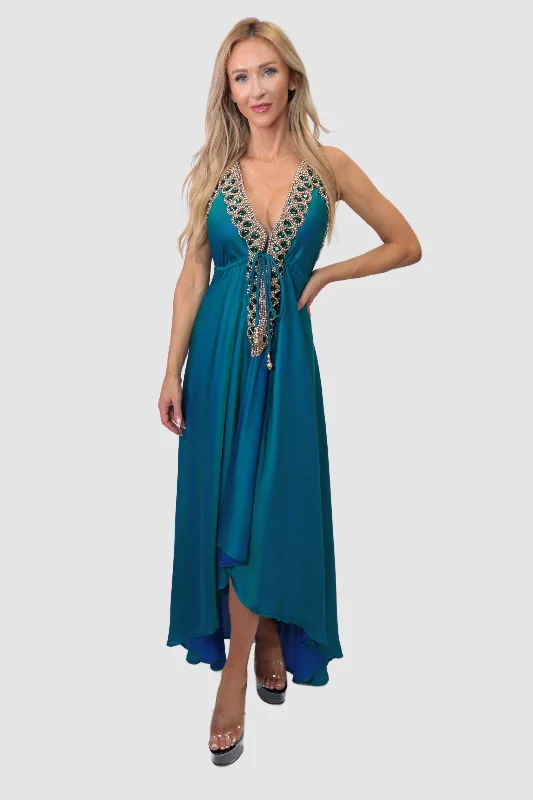 women's button-up dresses -Marrakesh Green/Turq.Ombre Dress