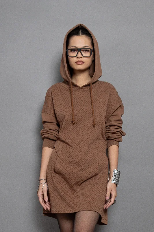 women's cowl neck dresses -All Over Organic Hoodie Dress