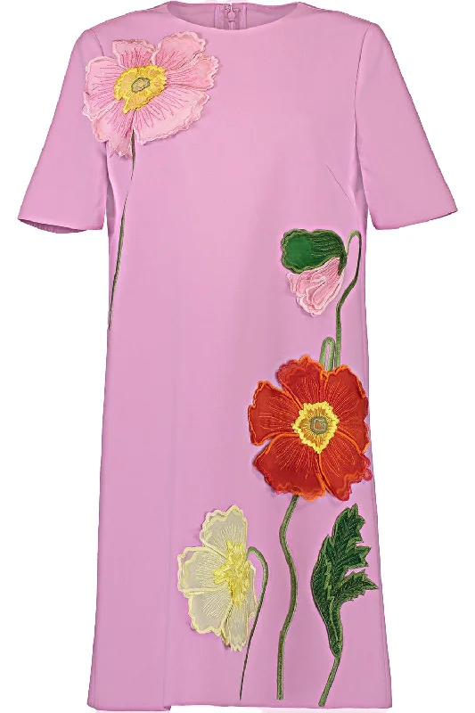 ladies' shift dresses -Painted Poppies Shift Dress - Lupine