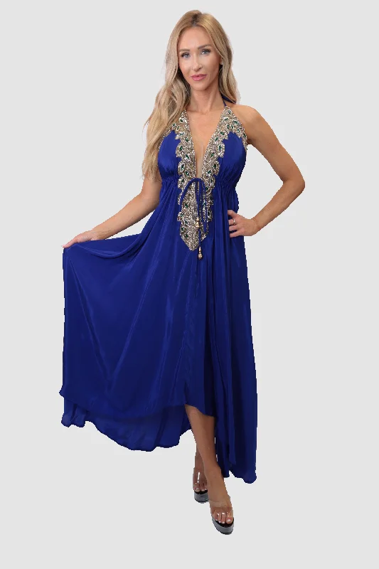 ladies' vintage-style dresses -Palma Royal Blue Dress