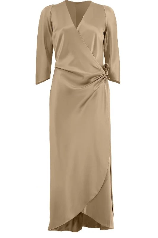 women's wrap dresses -Sleeve Sign Wrap Dress