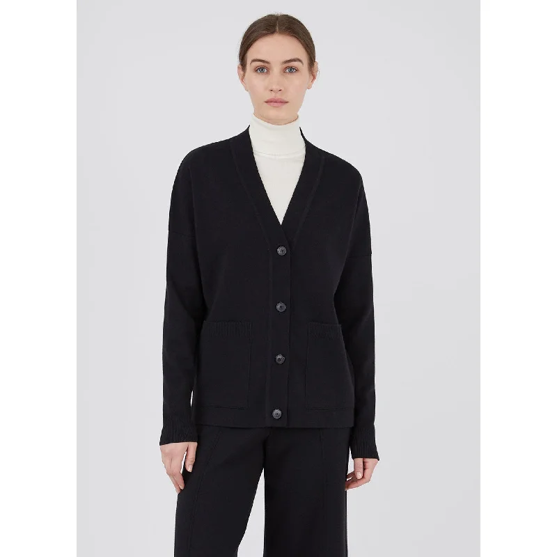 trendy dresses for women -Boxy Merino Cardigan | Women | Black