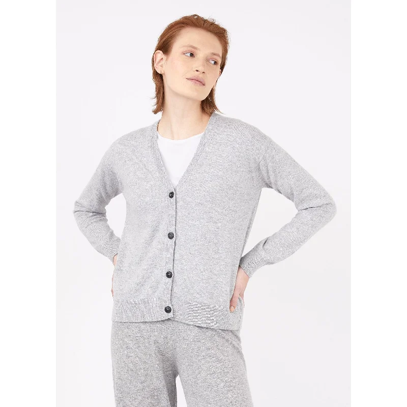 women's shirt dresses -Cashmere Boxy Cardigan | Women | Grey Melange