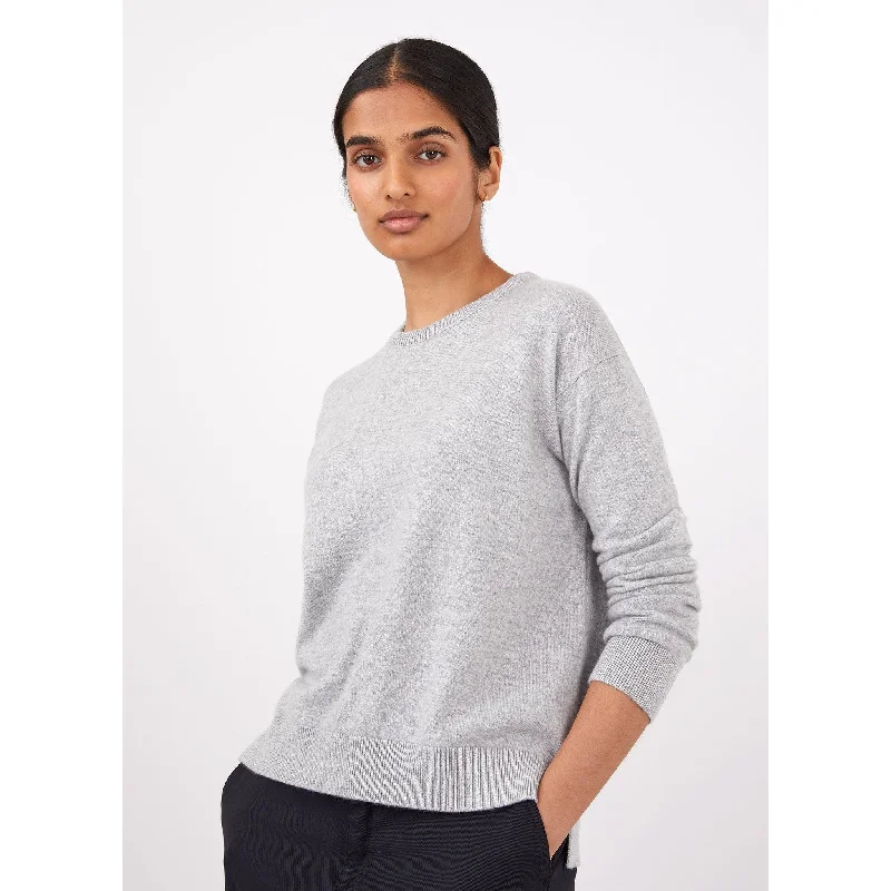 ladies' off-the-shoulder dresses -Cashmere Crew Neck Jumper | Women | Grey Melange