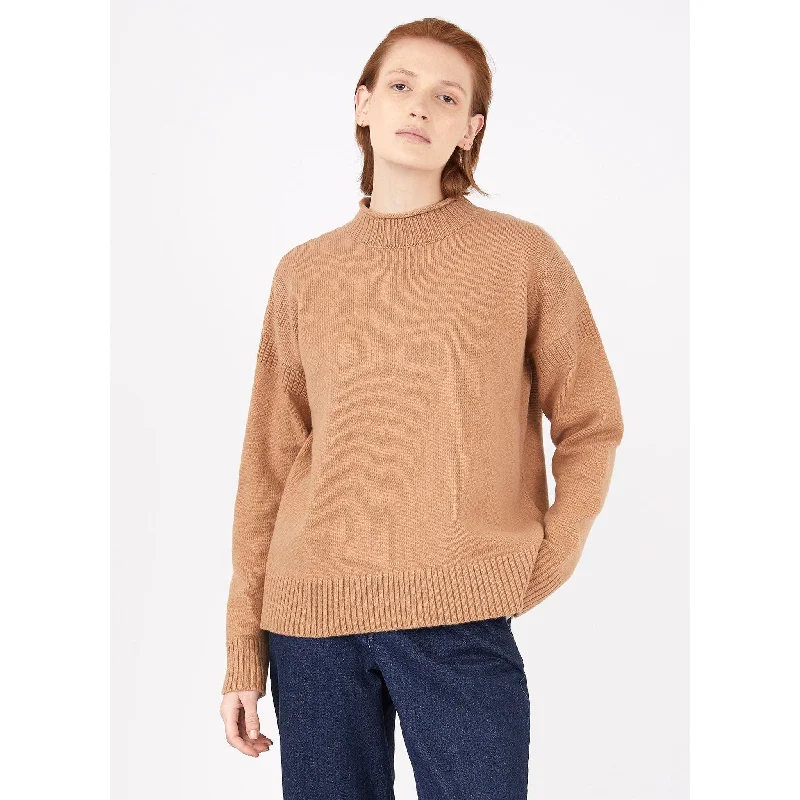 trendy high-neck dresses for women -Fisherman Jumper | Women | Camel