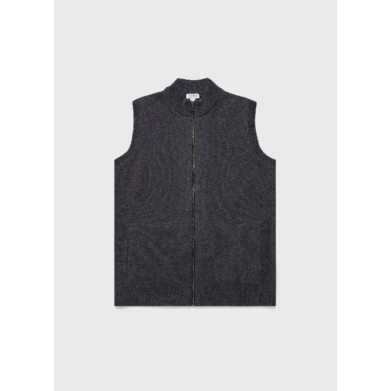 women's midi dresses -Knitted Gilet | Men | Charcoal Melange