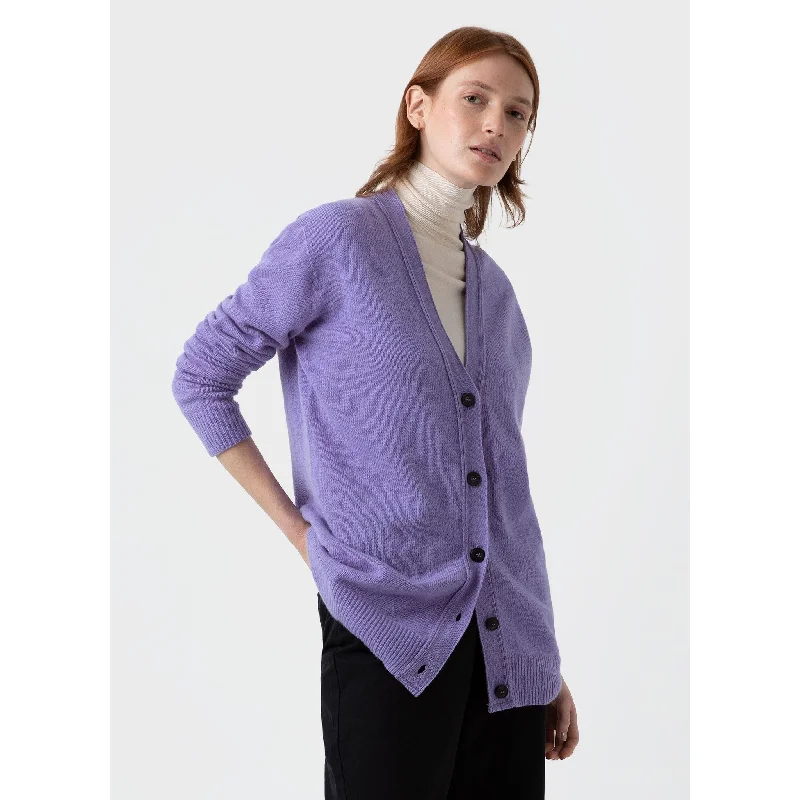 women's puff sleeve dresses -Lambswool Cardigan | Women | Heather