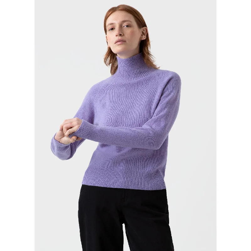 women's tiered dresses -Lambswool Funnel Neck Jumper | Women | Heather