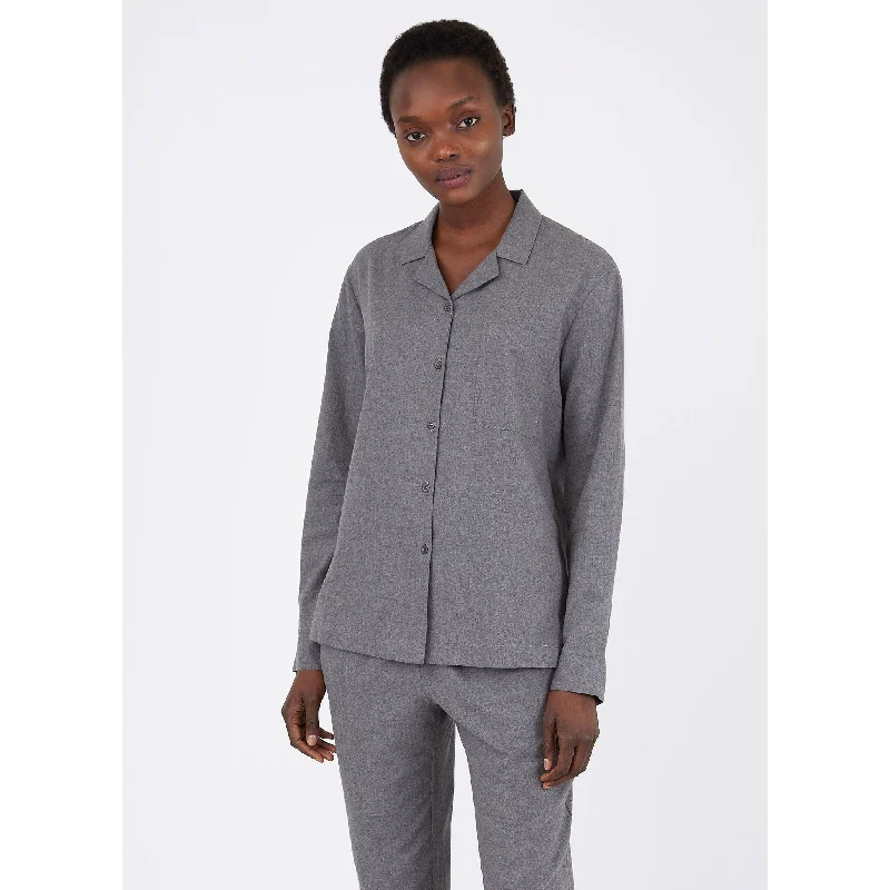 women's formal dresses -Pyjama Shirt | Women | Mid Grey Melange