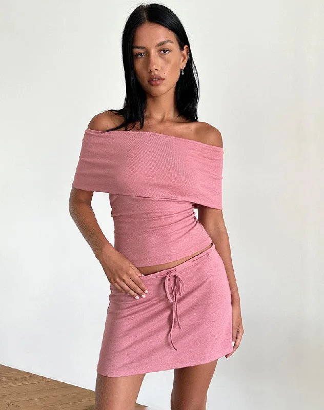 women's vintage skirts -women's athletic shorts -Allea Mini Skirt in Dusky Pink Sheer Knit