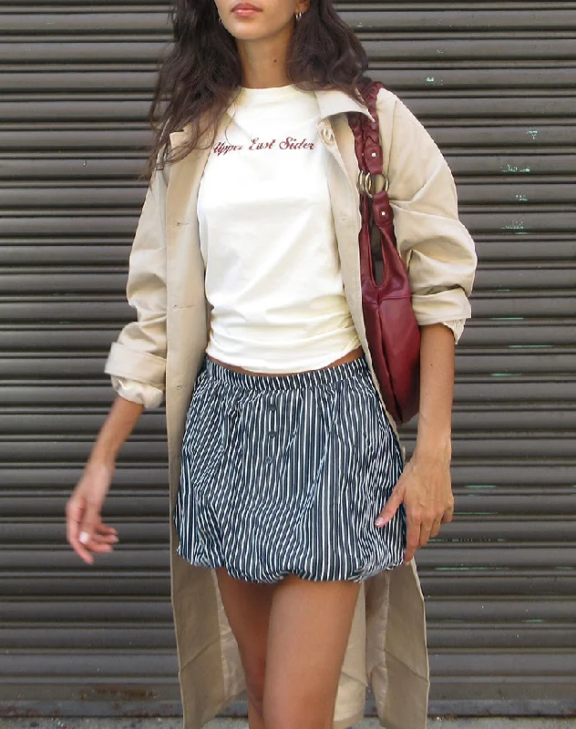 women's ballet-inspired skirts -women's cargo shorts -Arife Mini Skirt in Black and Grey Mono Stripe