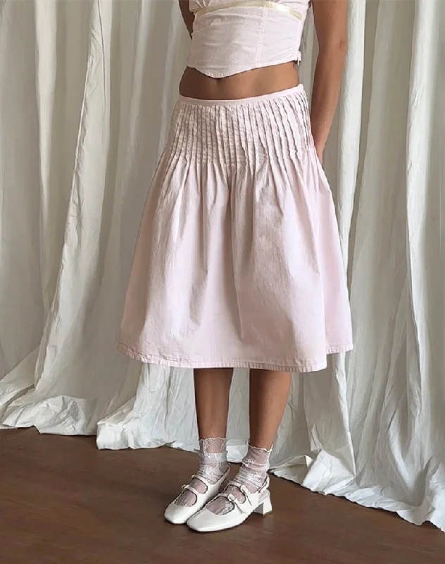 stylish high-slit skirts for women -stylish culottes for women -Asada Midi Skirt in Light Pink