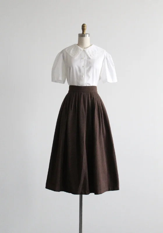 women's lightweight linen skirts -casual sporty shorts for women -hazelnut wool midi skirt