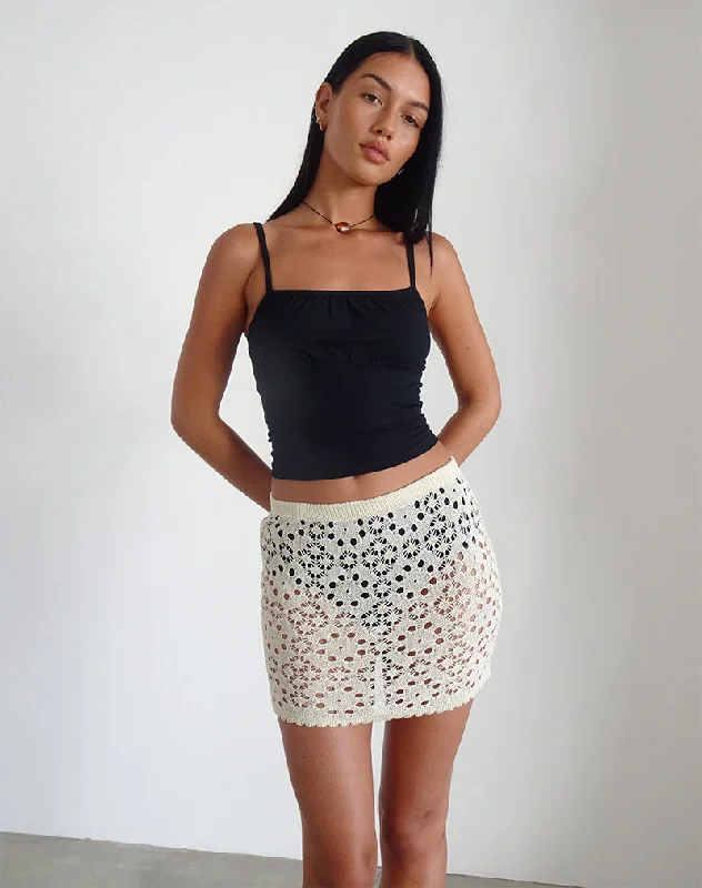 stylish skirts for women -stylish trousers for women -Jovita Mini Skirt in Crochet Buttercream