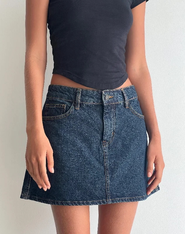 women's tulle skirts -women's bootcut jeans -Mini A-Line Skirt in Denim Indigo