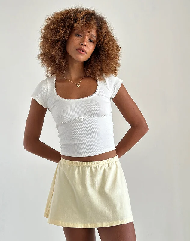 women's corduroy skirts -women's velvet skirts -Nidya A-Line Mini Skirt in Buttermilk