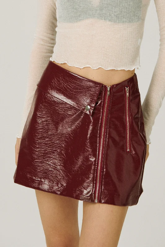 women's maxi skirts -women's denim shorts -Rae Asymmetric Pleather Skirt