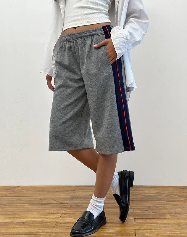 women's wrap-around skirts -women's double-layered skirts -Ridley Side Stripe Shorts in Grey